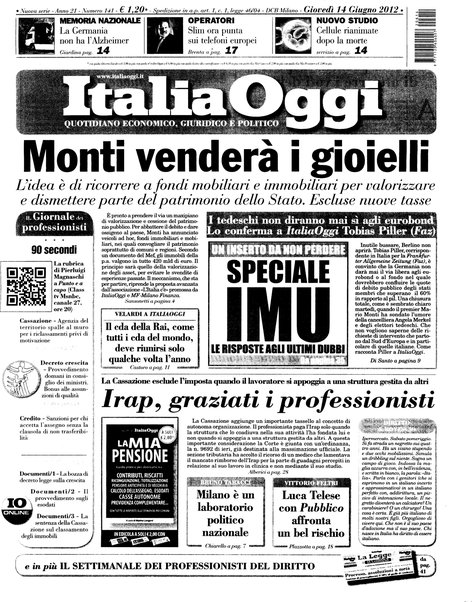 Italia oggi : quotidiano di economia finanza e politica